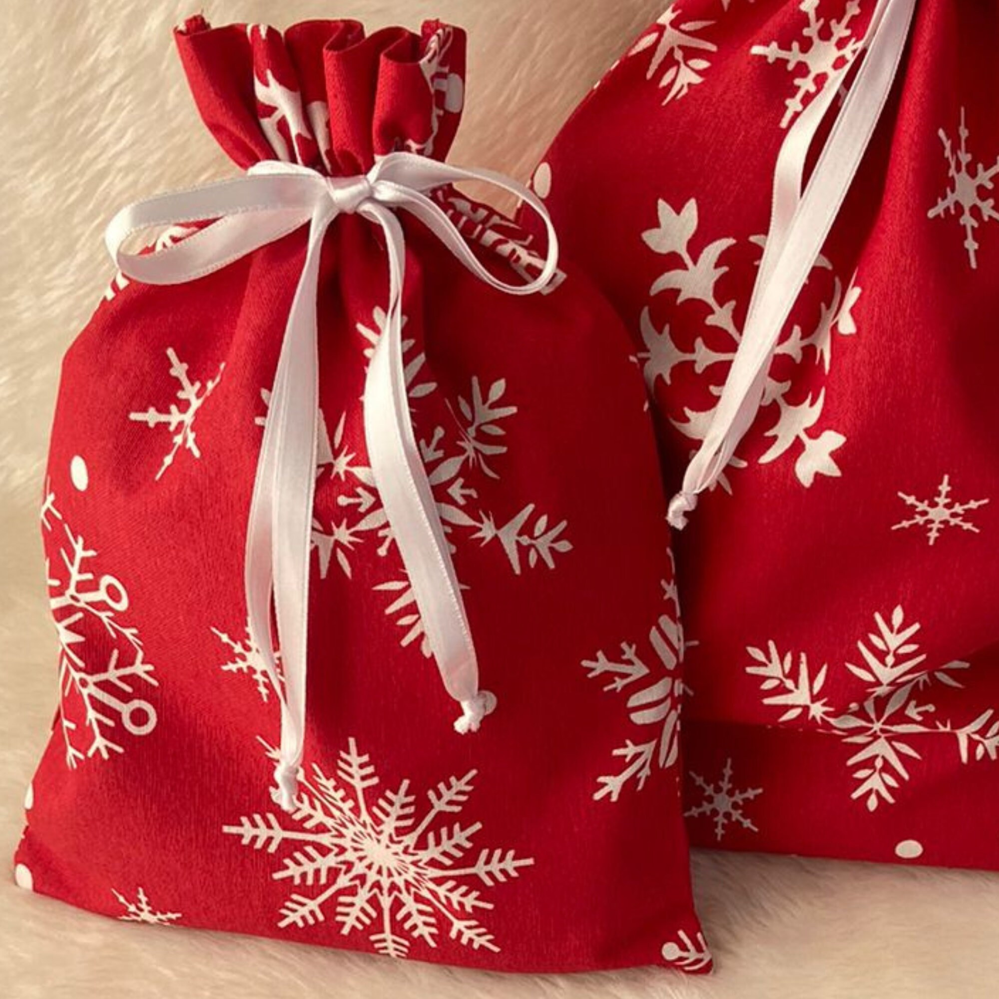 Fabric Gift Bag 100 Handmade, Handsewn Drawstring Bag for Birthday or