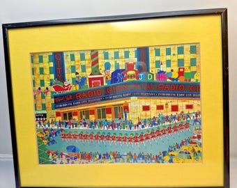 Pat Singer Radio City Music Hall NYC Rockettes Boże Narodzenie Oprawiony wydruk artystyczny Vtg