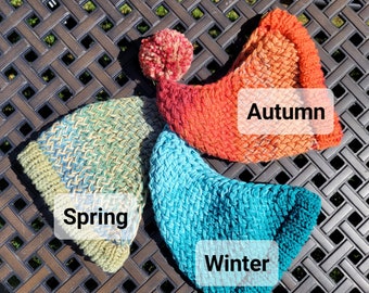 Knitted Bandana mix color, knitted hats, bandana, knitted bandana, spring hat, winter hat, fall hat, autumn hat