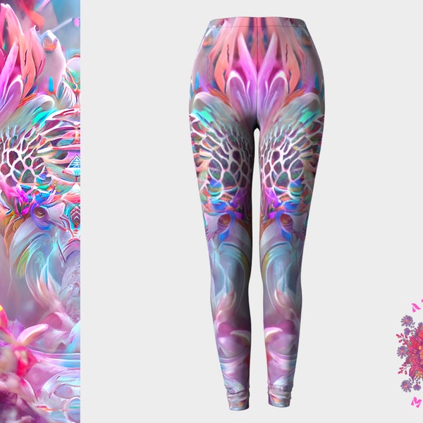 Pastel goth Leggings, Psychedelic Leggings, Kawaii Fashion, Rave leggings, Festival outfit, Yoga pants, Pink trippy tights, Workout wear