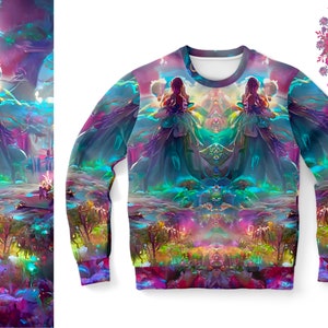 Fantasy sweatshirt, Fairycore sweater, Psychedelic sweatshirt, Abstract neon sweater, Colorful funky sweater, Trippy psychedelic clothes