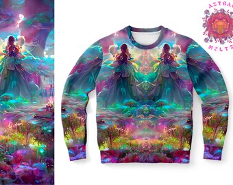 Fantasy sweatshirt, Fairycore sweater, Psychedelic sweatshirt, Abstract neon sweater, Colorful funky sweater, Trippy psychedelic clothes