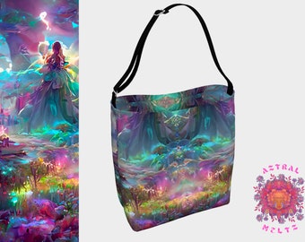 Fantasy Tote Bag, Psychedelic Tote Bag, Printed Tote Bag, Fairy Bag, Boho shoulder bag, Hippie handbag, Festival bag, Laptop Bag, Beach bag