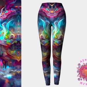 Neon Printed Leggings, Psychedelic Leggings, Yoga tights, Shamanic clothing, Trippy Leggings, Rave outfit, Festival clothing, Rave leggings