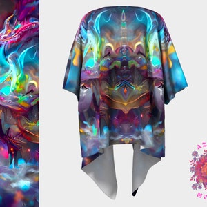 Neon Psychedelic Kimono Jacket, Unisex Kimono, Psychedelic Poncho, Festival Jacket, Psychedelic Jacket, Silk kimono, Boho kimono, Rave