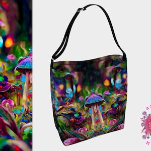 Magic Mushroom Tote Bag, Psychedelic Tote Bag, Boho Tote Bag, Shamanic Tote, Printed Tote Bag, Colorful tote, festival tote, laptop bag