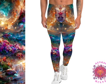 Mens Leggings, Psychedelic leggings for men, Mens Rave Leggings, Mens Tights, Mens Yoga Pants, Colorful art Leggings, Mens rave outfit
