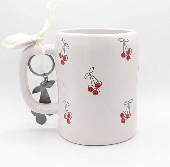 Rae Dunn Mon Cherry Coffee Tea Mug Cup 18 Oz Ceramic, Glossy