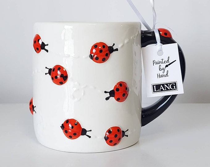 Handpainted Ladybugs Coffee Tea Mug Cup 18 Oz Bright Colors Etsy