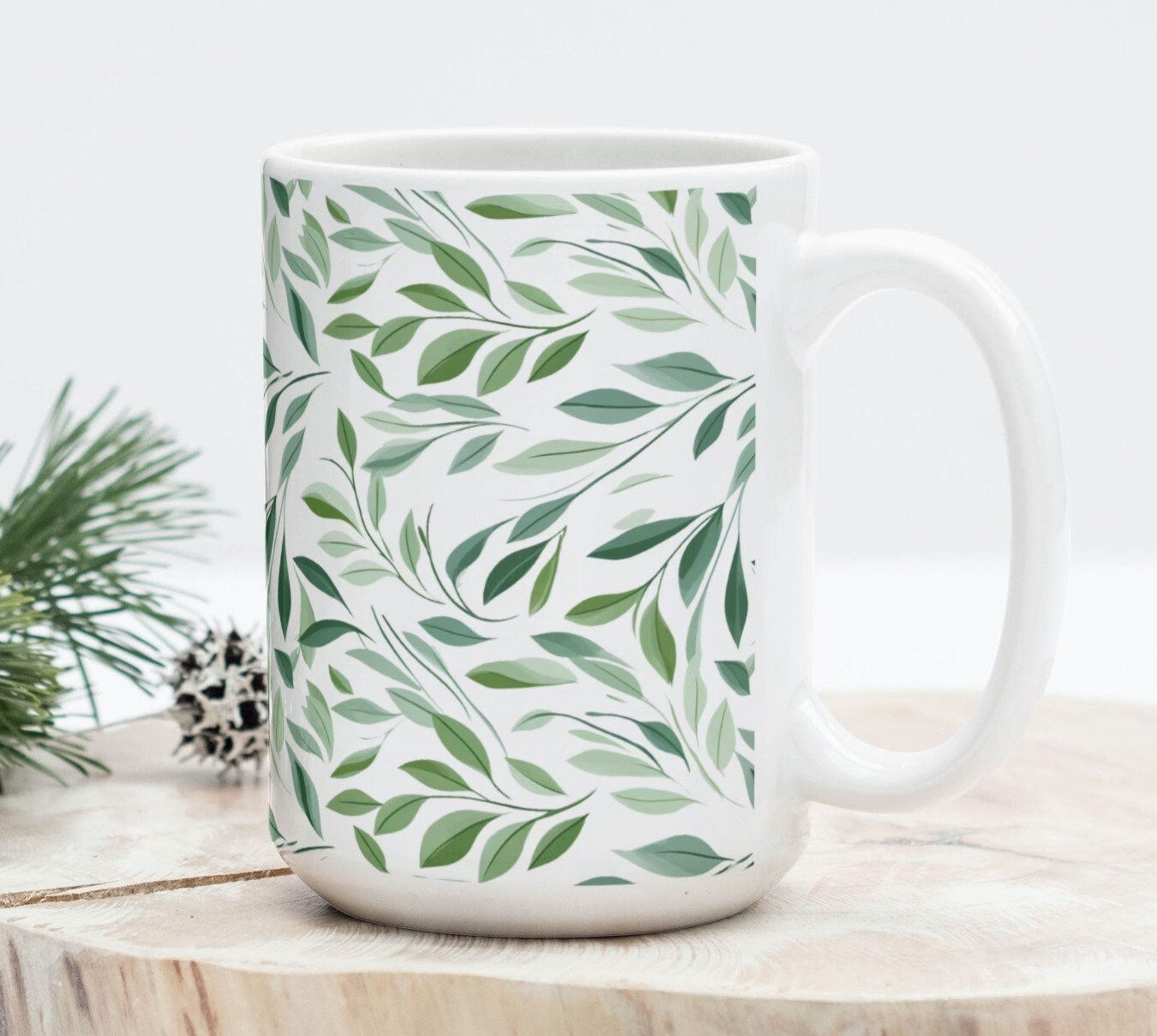 Awowee Coffee Mug Green Swedish Dala Horse Pattern Scandinavian Folk