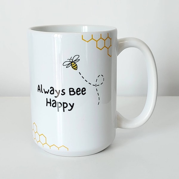 Bee Happy Mug - Etsy