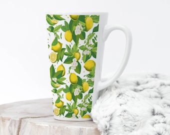 Caneca de cerâmica Lemon Tree para café, chá e latte, 500ml, colorida, presente de verão, caneca de limão, caneca grande de limão da Mugzan.