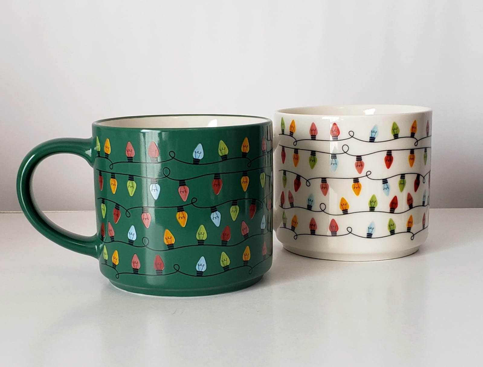 Christmas Lights Coffee Mug, Set of Two