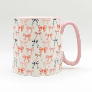 Girly Pink Schleifen Kaffee Teebecher 14 Unzen Keramik, niedliche Schleifentasse, Geschenk für sie von 10 Strawberry Street
