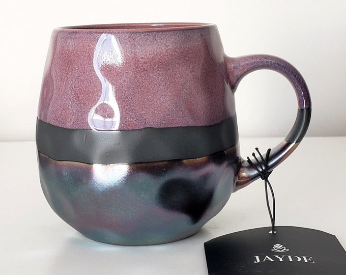 Potters Corner Coffee Mug Cup Ceramic Fire Glazed Purple and Luster