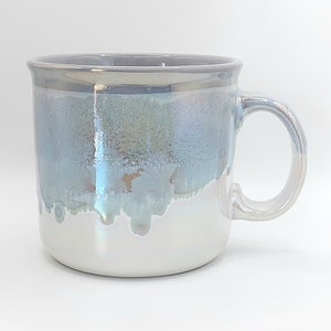 Artisanal Iridescent Lavender Coffee Tea Mug Cup 19 Oz Ceramic Fire Glazed Drip By Meritage NEW
