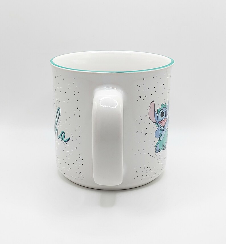 Taza de café o té estilo hawaiano ALOHA de 590 ml (20 oz), de cerámica, regalo de la película Lilo & Stitch, taza coleccionable de Disney, jarra con ambiente tropical imagen 4