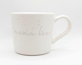 MAMA BEAR Coffee Tea Mug Cup 15 Oz Beige Dotted Pattern Stoneware, Minimalistic Style by Threshold