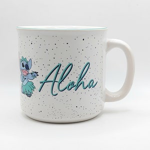 Taza de café o té estilo hawaiano ALOHA de 590 ml (20 oz), de cerámica, regalo de la película Lilo & Stitch, taza coleccionable de Disney, jarra con ambiente tropical imagen 1
