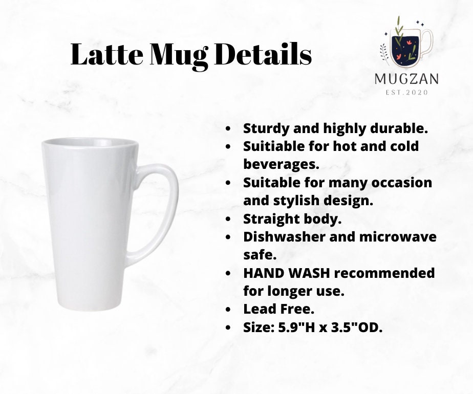 Sheffield Home Set of Stoneware Coffee Mugs- 4 Printed Coffee Cups, Tea Cups, Latte Mugs 16 oz (White)
