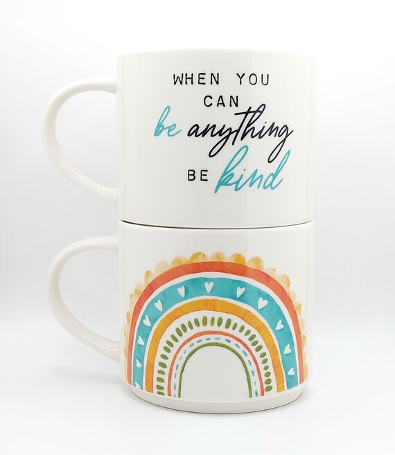 Set of 2 When You Can Be Anything Be Kind Coffee Mugs, Tea Cups 16 Oz Bone  China, Inspirational Message Stackable Jugs by Godinger Gathering - Etsy UK