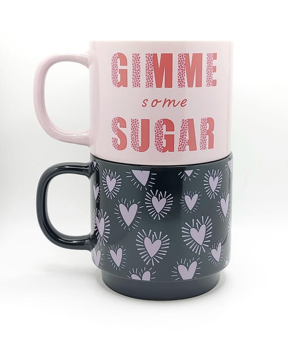 Set of 2 Gimme Some Sugar Coffee Mugs, Tea Cups 14 Oz Ceramic, Fun Message  Stackable Jugs by Thyme & Table - Etsy