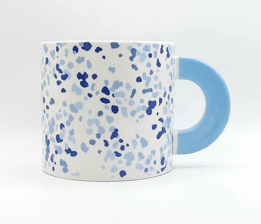 Blue Splatters Pattern Coffee Tea Mug Cup 16 Oz Stoneware, Minimalistic ...