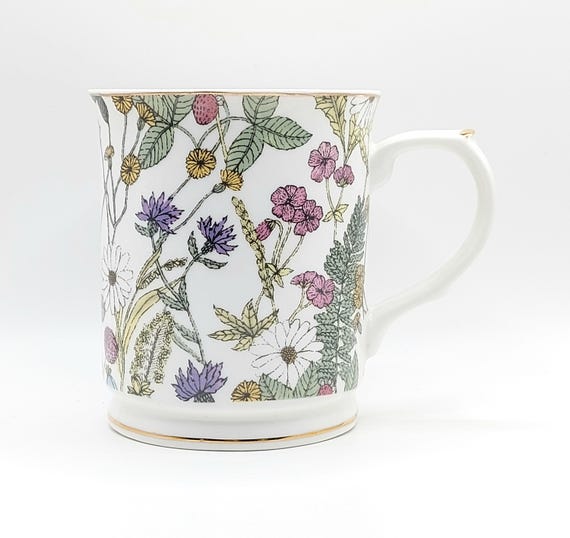 Delicate Colorful Garden Coffee Mug 12 Oz Fine Porcelain, Multicolor Flowers  Tea Cup, Plant Lady Gift by Grace Teaware - Etsy