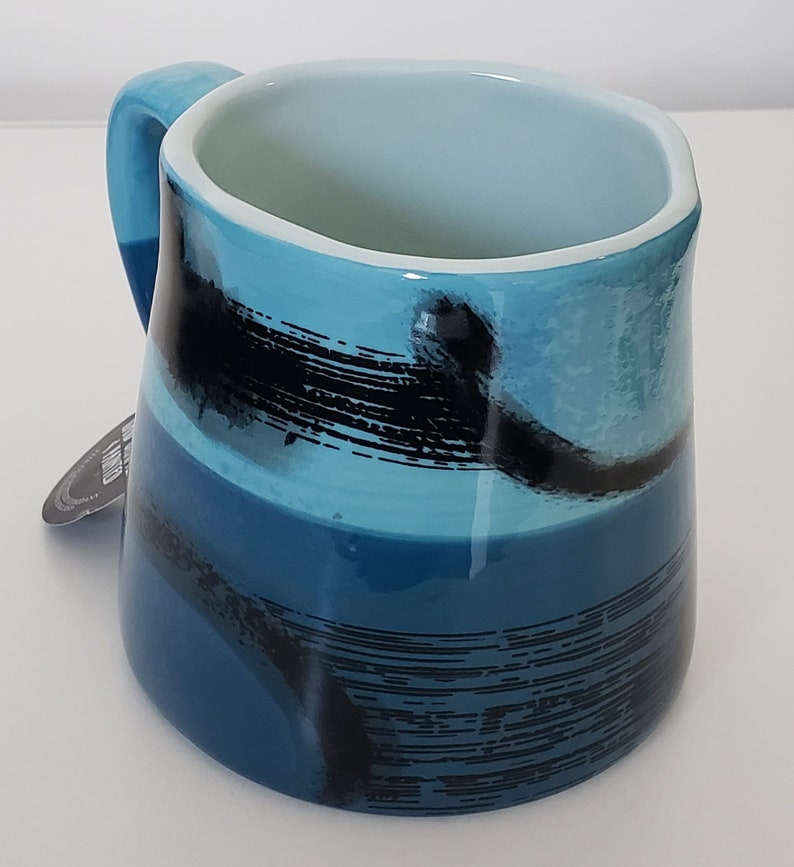 Mug Cup the Old Pottery Company Fire Glazed Blue and Black Mug Etsy