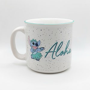 Taza de café o té estilo hawaiano ALOHA de 590 ml (20 oz), de cerámica, regalo de la película Lilo & Stitch, taza coleccionable de Disney, jarra con ambiente tropical imagen 6