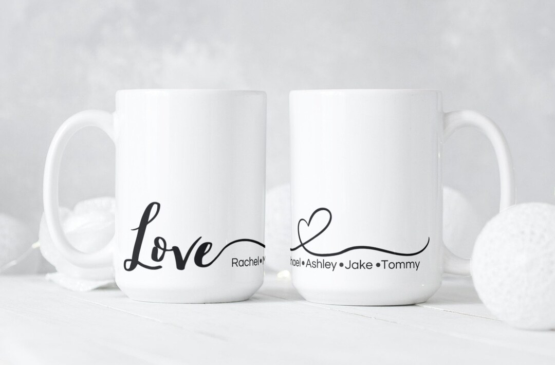 LOVE Personalized Coffee Tea Mug Cup 15 Oz Ceramic White
