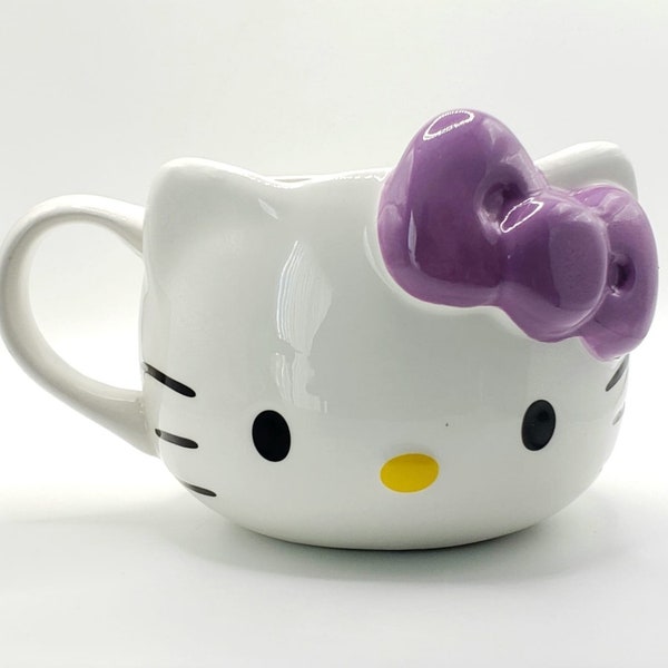 Sanrio Hello Kitty Oversized Jumbo 18 Oz Coffee Tea Mug Cup, Sculpted Ceramic Face, Pink Ribbon