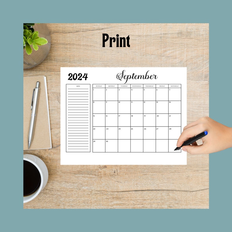 2024 Calendar 2024 Minimalist Monthly Planner Landscape Elegant Monthly