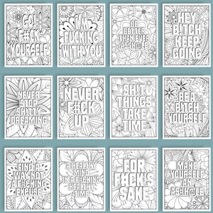 100 Swear Words Coloring Pages for Adults VOL 1-4 Printable Coloring