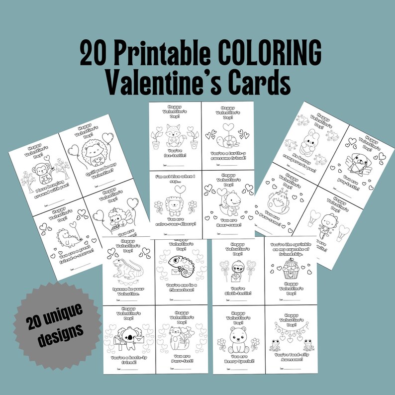 Printable Valentines Coloring Cards for Kids, Valentines Day Coloring
