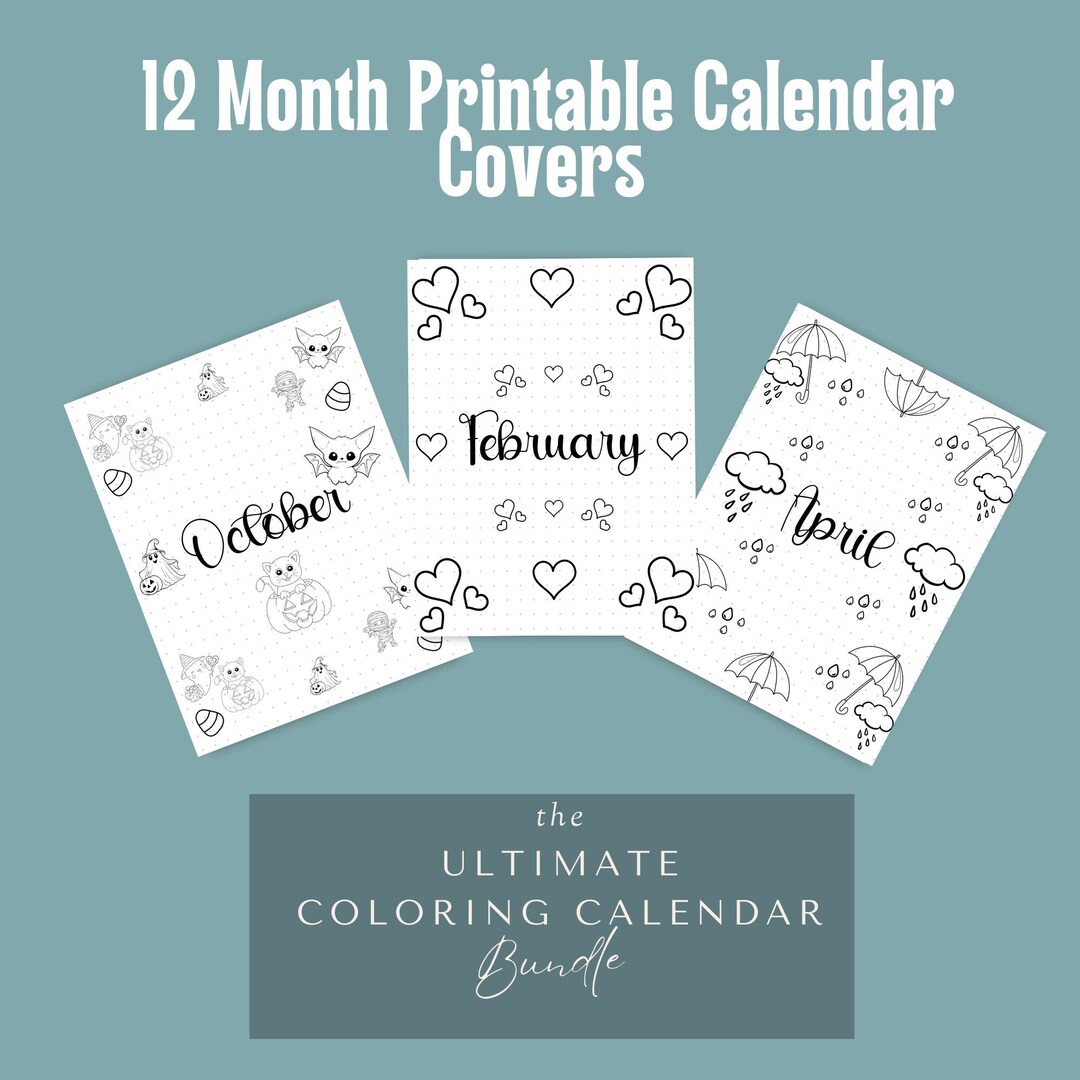 12 Month Calendar Pages A5 Journal Monthly Calendar Template Monthly ...
