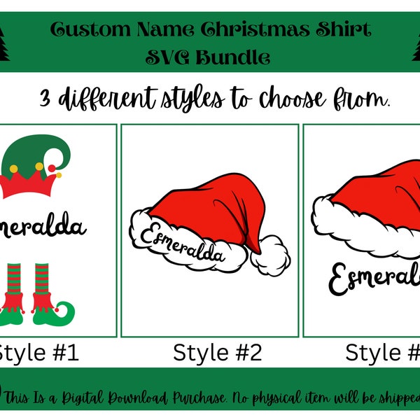 Custom Name | Christmas Family Svg | Svg File For Cricut | Monogrammed Santa Hat Reindeer Alphabet Family Shirt | Santa Boots