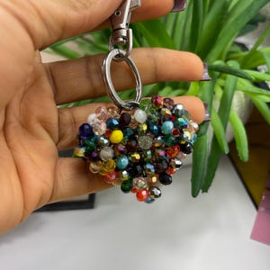 handmade beaded keychain, beaded heart keychain, unique beaded keychain, love charm, unique and stylish keychains, purse charms,