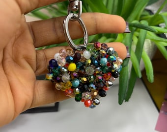 handmade beaded keychain, beaded heart keychain, unique beaded keychain, love charm, unique and stylish keychains, purse charms,