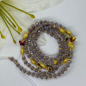 Tie on Waist beads, waist beads with crystals, luxury African waist beads, waist adornment, body jewelry, waist beads for weight tracking.