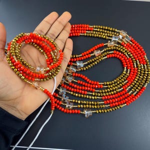 Tie on Waist beads, waist beads with crystals, luxury African waist beads, waist adornment, body jewelry, waist beads for weight tracking.