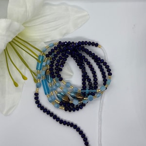 Tie on Waist beads, waist beads with crystals, luxury African waist beads, waist adornment, body jewelry, waist beads for weight tracking.