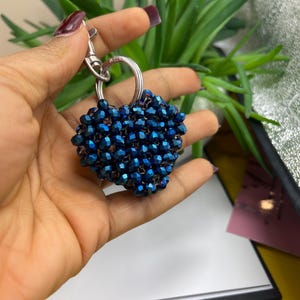 handmade beaded keychain, beaded heart keychain, unique beaded keychain, love charm, unique and stylish keychains, purse charms,