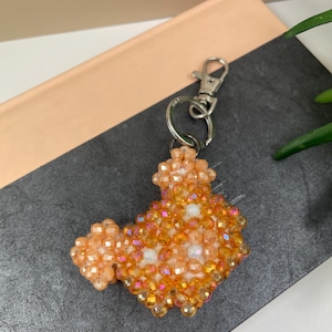 handmade beaded keychain, beaded heart keychain, unique beaded keychain, love charm, unique and stylish keychains, purse charms,