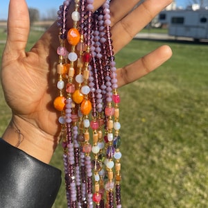 Tie on Waist beads, waist beads with crystals, luxury African waist beads, waist adornment, body jewelry, waist beads for weight tracking.