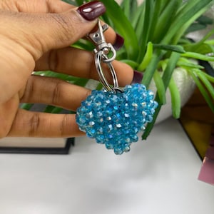 handmade beaded keychain, beaded heart keychain, unique beaded keychain, love charm, unique and stylish keychains, purse charms,