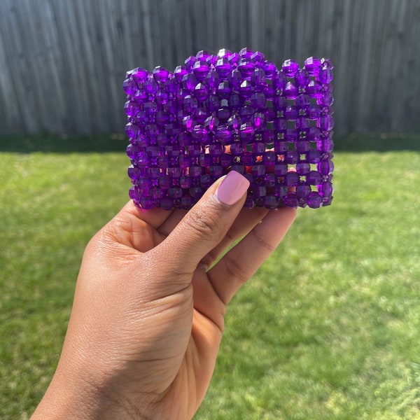 Purple   WALLET Women's wallet CARDHOLDER CRYSTAL Knitted cardholder Beaded wallet Beaded cardholder luxury wallet women purse gift for her