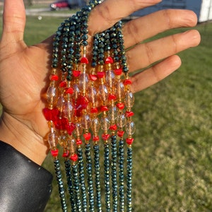 Tie on Waist beads, waist beads with crystals, luxury African waist beads, waist adornment, body jewelry, waist beads for weight tracking.
