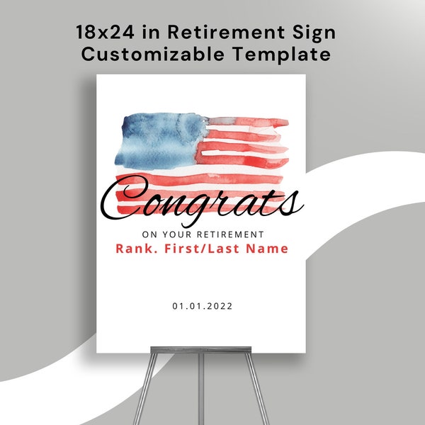 Military Retirement Sign Canva Template Retirement Party Retirement Ceremony Army Marines Navy Air Force Coast Guard National Guard