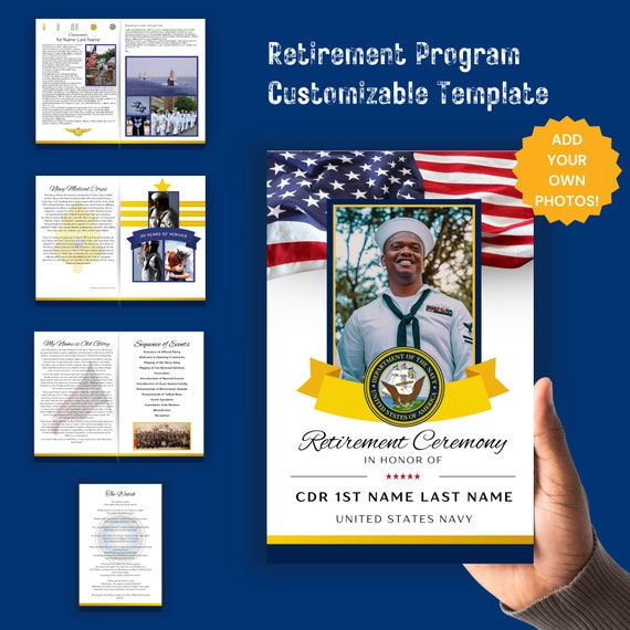 Navy Aviator Retirement Ceremony Program Template 8 Page Bi fold